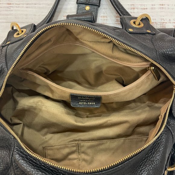 Authentic Salvatore Ferragamo Italian Leather Double Handle Glam Tote - Picture 10 of 13